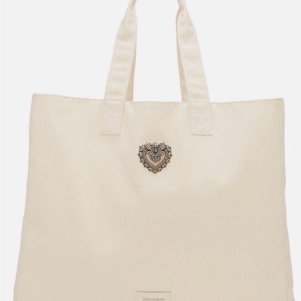 Dolce & Gabbana Ivory Tote with Embellished Logo